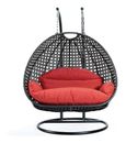 Flying ArrowOutdoor Furniture Double Seater Swing, Beautiful Swing with Stand (Black Swing with Grey Cushion) (Black with Red)