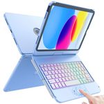 FUWANG Touch Keyboard Case for iPad 10th Generation (10.9 Inch, 2022), iPad 10th Generation Case with Keyboard, 360° Rotatable Multi-Touch Backlit Keyboard for iPad 10th Generation (Blue)
