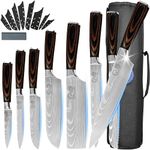 XYJ Stainless Steel Kitchen Knives Set 8 Piece Chef Knife Set with Carry Case Bag & Sheath Razor Sharp Well Balance