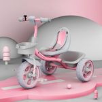 StarAndDaisy Tricycle for Kids 2-5 Years Boys & Girls/Tri Cycles/Trike Cycle with Seat Belt, Bell, 360° Rotating Handlebar & Dual Storage Basket, Children Bike Toy with Pedals - Pink