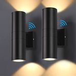 DAKAFUL Dusk to Dawn Outdoor Lighting Sensor Wall Lights 2Pack, 12W 2700K Integrated LED Cylinder Up Down Lights Outdoor, IP65 Waterproof Aluminum Wall Sconce Exterior Wall Light for Porch Patio etc.