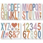 12 Sheets Capital Number and Letter Stickers, 4 Inch Large Vinyl Self Adhesive Big Font Stick on Decals Alphabet Waterproof Decorations for Craft Poster Window Mailbox Car Truck (Morandi Color)