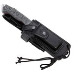 CELTIBERO BLACK - Fixed Blade knife for Outdoor Survival Hunting Fishing Bushcrafting- Mikarta Handle, Stainless Steel MOVA-58, Leather Sheath + Sharpener Stone + Firesteel. Made in Spain.