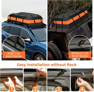 COSTWAY Car Roof Bag, 100% Waterproof Cargo Carrier – 15 Cubic Ft, Black/Orange