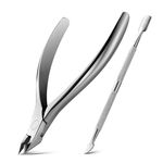 BEZOX Cuticle Trimmer with Pusher - Salon Quality Cuticle Clipper with Cuticle Pushers, Super Sharp Cuticle Cutters and Dual-End Nail Pushers Cuticle Stick, Professional Manicure Tools