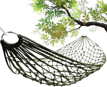 Mesh Hammock - Easy to Set Up Rope Hammocks for Outside, Dark Green Color, 90x31.5 Nylon Net Hammock, Max 100 KG (220 Pounds), Tree Hammocks for Outside, Camping & Patio Relaxation