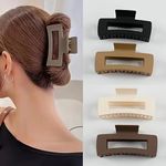 4 PC Hair Clips For Women Matte Claw Thick Hair, Strong Holding Clips Butterfly Shaped Ponytail Holders Trendy Accessories Women Daily Matte Jaw Clamps Non Slip Hold daily uses French Design Black, Brown, Beige