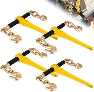 Lechansen Chain Binders With 2 Grab Hooks, 4 Pack G80 3/8in-1/2in Heavy Duty Ratchet Binders, Tie Downs For Grade 80 Transport Chain, 9,200lbs Safe Working Load, For Material Handling, Hauling, Towing