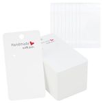 joycraft 100Pcs Earring Cards with Packaging Bags, 2" x 3.5" White Earring Display Cards, Blank Earring Holder Card for Selling, Handmade with Love Jewelry Cards for Hanging Earring, DIY Craft, Retail