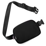 Crossbody Bag for Girls Boys Kids Age 10-12 Yoga Slim Women, Fanny Pack with Adjustable Strap Mini Belt Bag Fashion Waist Pack Fits Running Jogging Work Out Black with Gray Zipper M101