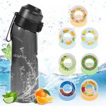 Air Scent Water Bottle Flavor Pods 650ML Fruit Fragrance Scented Water Cup BPA Free 0% Sugar For Fitness And Outdoor (1 Bottle Black+5 pods in random flavors)