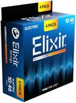 Elixir Strings, Electric Guitar Strings, Nickel Plated Steel with NANOWEB Technology, Longest-Lasting Bright Tone with Comfortable Feel, 4 Pack, Light 10-46