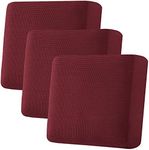 H.VERSAILTEX Super Stretch Individual Seat Cushion Covers Sofa Covers Couch Cushion Covers Slipcover Sets Thick Jacquard Textured Twill Fabric (3 Piece XL Sofa Cushion Covers, Burgundy Red)
