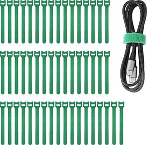 Pasow 50pcs Reusable Fastening Adjustable Cable Ties Straps Wire Management (8 Inch, Green)