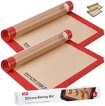 Silicone Baking Mat, Sopito 2pcs Non Stick Baking Mat 16.5"x11" Silicone Baking Sheets Heat Resistant 250°C/480°F Pastry Mat, Red