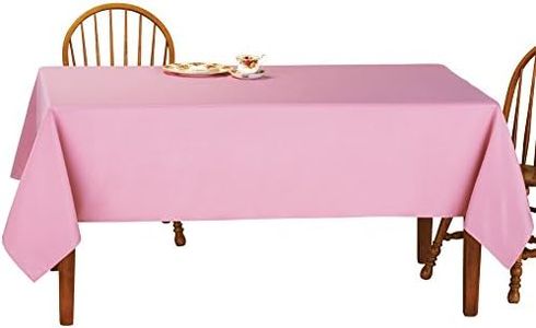 Collections Etc Basic Solid Color Rectangular Tablecloth Linen, 60" W x 90" L - Fits All Common Sized Rectangular Tables, Durable Hand Washable or Machine Washable, Rose, 60" X 90"