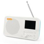 Sunallwell DAB Radio, Portable Radio, DAB+ and FM Radio, Bluetooth, Dual Alarm Clock, 80 Presets, 2000mAh Rechargeable Battery, 2.4 Inch TFT Colour Large LCD Display, Sleep Timer, AUX Connection