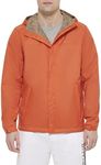 Tommy Hilfiger Men's Lightweight Breathable Waterproof Hooded Jacket, Orange, X-Large