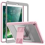 MoKo Case for iPad 9.7 2018/2017, iPad 6th Generation/iPad 5th Generation, [Heavy Duty] Shockproof Full Body Hybrid Cover with Built-in Screen Protector for iPad 9.7" (iPad 5/iPad 6), Gray/Pink