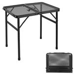 Odoland Portable Camping Table Ultralight Aluminum Folding Picnic Table Small Camp Table for Beach Hiking Backpacking Outdoor Indoor Picnic RV BBQ Black