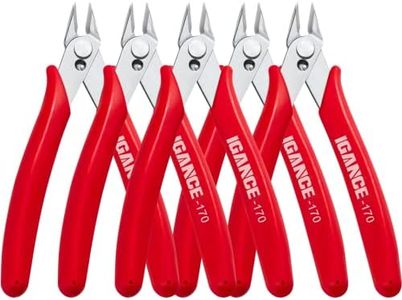 IGAN Wire Flush Cutters (Pack of 5), Precision Jewelry Making Cutting Pliers, Micro Wire Cutter, Red