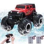 JONEALA RC Trucks 4x4 Offroad Waterproof - 2.4 GHz Amphibious Remote Control Car Toys for Boys 4-7, Remote Control Monster Truck, Beach Lake Pool Toys, Remote Control Boat Birthday Gifts for Kids