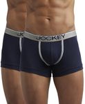 Jockey Men's Super Combed Cotton rib fabric Trunks with Ultrasoft and Durable waistband & Engineered to prevent thigh ride up (Pack of 2) 8015_Deep Navy_M