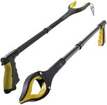 Grabber Reacher Tool - 2 Pack - Newest Version Long 32 Inch Foldable Pick Up Stick - Strong Grip Magnetic Tip Lightweight Trash Picker Claw Reacher Grabber Tool Elderly Reaching - by Luxet (Yellow)