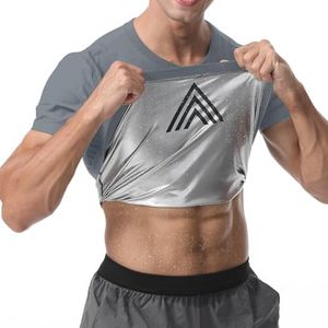 HEATTRAP Men’s Sauna Suit Shirt - Heat Trapping Sweat Compression Vest, Shapewear Top (Grey, M)