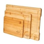 Wooden Cutting Boards for Kitchen - Set of 3 Wood Cutting Board with Juice Groove & Handles, Charcuterie Boards for Vegetables & Cheese, Butcher Block Cutting Board for Meat, Chopping & Serving Board