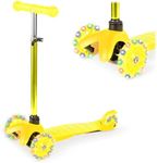 Best Choice Products Kids Mini Kick Scooter Toy w/ Light-Up Wheels, Height Adjustable T-Bar, Foot Break - Yellow