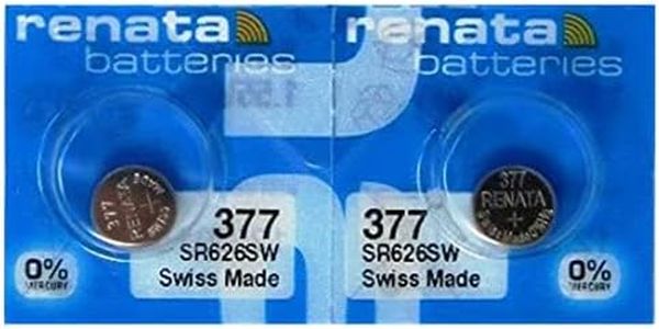 Renata 377 SR626SW Batteries - 1.55V Silver Oxide 377 Watch Battery (2 Count)