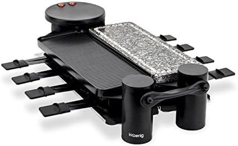 H.Koenig Appareil à raclette Multifonction 8 personnes RP360, modulable rotatif 360°, Convivial Professionnel, Pierre Naturelle, Grill, Raclette fromage, 8 poêlons antiadhésifs, Plaques amovibles
