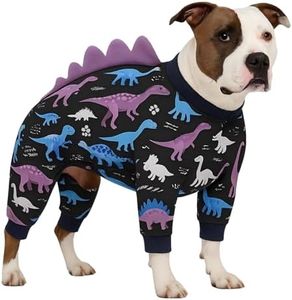 LovinPet Large Dog Pajamas, Four-Leg Stretch Onesie Bodysuit, Lightweight UV-Shielding Pajamas, Anti-Lick Calming Recovery Suit for Surgery, Pull-On for Medium and Large Breeds, Black, L