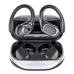 Wireless Earbuds Bluetooth Headphones 80Hrs Playtime Ear Buds IPX7 Waterproof Sports Earphones Wireless Charging Case Over-Ear Earhooks Headest Black