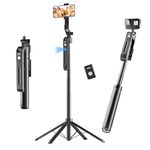 Auto Face Tracking Tripod for iPhone, GoPro, Camera, Extendable 360° Rotation Phone Tripod Stand with Remote, Gesture Control Phone Holder for Video Recording, Vlog, Live Streaming, Tik Tok