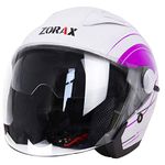 Zorax Graphic Purple XXL (63-64cm) Double Visor Open Face Motorbike Motorcycle Helmet ECE 2205 Approved