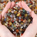 MAIBAOTA Natural Multicolor Agate Crystal Chips Bulk Small Tumbled Stones Crushed Crystal Quartz Pieces Decorative Stones for Vase Filler, Bottles, Crafts