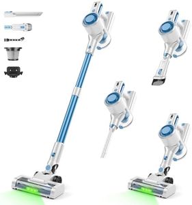 Honki Cordless Vacuum Cleaner, 40KPa Powerful Suction Cordless Stick Vacuum Cleaners, LDE Display, Detachable Battery, Lightweight Vacuum Cleaners for Home Hardwood Floors Carpets and Pet Hair(Blue)