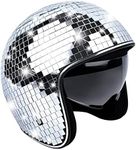 Disco Helmet with Retractable Visor Glitter Mirror Glass Disco Ball Helmet Punk Disco Ball Costume Hat for Bar DJ Club Party