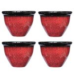 simpa Two Colour Tone Drip Glaze Effect Plastic Planter Pots - RED, Set of 4 Pots - 30cm (H) x 39.5cm Diameter