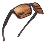 Jim Halo Polarized Sunglasses for Men Women Wrap Around Sprot Sun Glasses for Cycling Fishing Driving (Tortoise/Brown)