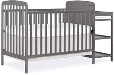 Dream On Me Anna 3-in-1 Full-Size Crib and Changing Table Combo in Steel Grey, Greenguard Gold Certified, Non-Toxic Finishes, Includes 1" Changing Pad, Wooden Nursery Furniture