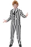 Men's Horror Beetle Cosplay Comedy Movie Male Deluxe Black And White Striped Costume Suit Fluffy Wig Tie Pant XL