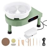 Huanyu Pottery Wheel Ceramic Machine 10" with Foot Pedal & LCD Screen, Electric Pottery Machine with Detachable Basin for Pottery Studio/Home DIY/Pottery Christmas Gift(110V for Teenagers)