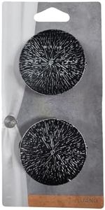 Set of 2 Metal Curtain Tiebacks – Elegant Round Design Clips – Black/Silver