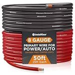 InstallGear 8 Gauge Power or Ground Wire - 99% Oxygen-Free Copper (OFC) | 8 AWG Wire | 8 Gauge Wire - 25ft Red + 25ft Black | Great for Marine, Speaker, Battery Cables, Power/Ground Wire