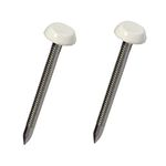 50 x 30mm White UPVC Poly Top Pins Nails Plastic Headed Polytop stainless Steel