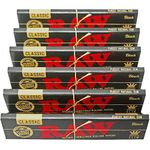 RAW Black Classic Natural Unrefined Rolling Papers - Ultra Thin - 110mm King Size Slim - (6)