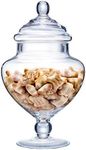 Glass Apothecary Jars with Lids for Candy Buffet - Heart Shape Apothecary Jars for Valentine's day Wedding Party Bathroom, Candy Bar, Kitchen, (Height: 9" Body: 5")